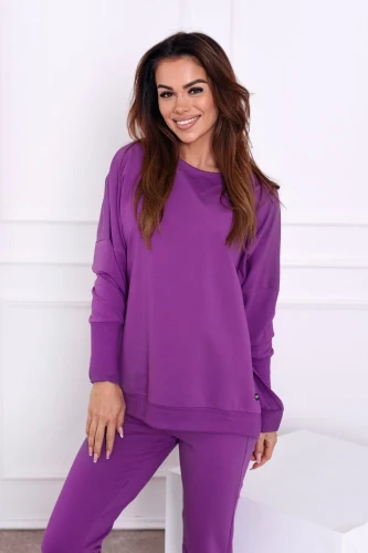 fioletowa bluza dresowa oversize bawełna długa