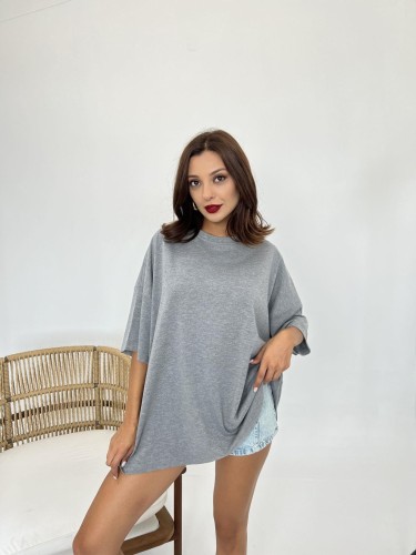 T-shirt bawełniany Tee Szary przód