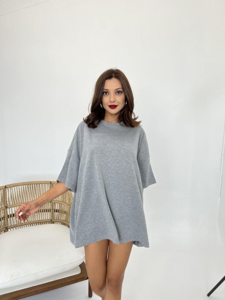 Szary T-shirt 3/4 z bawełny Au Naturel